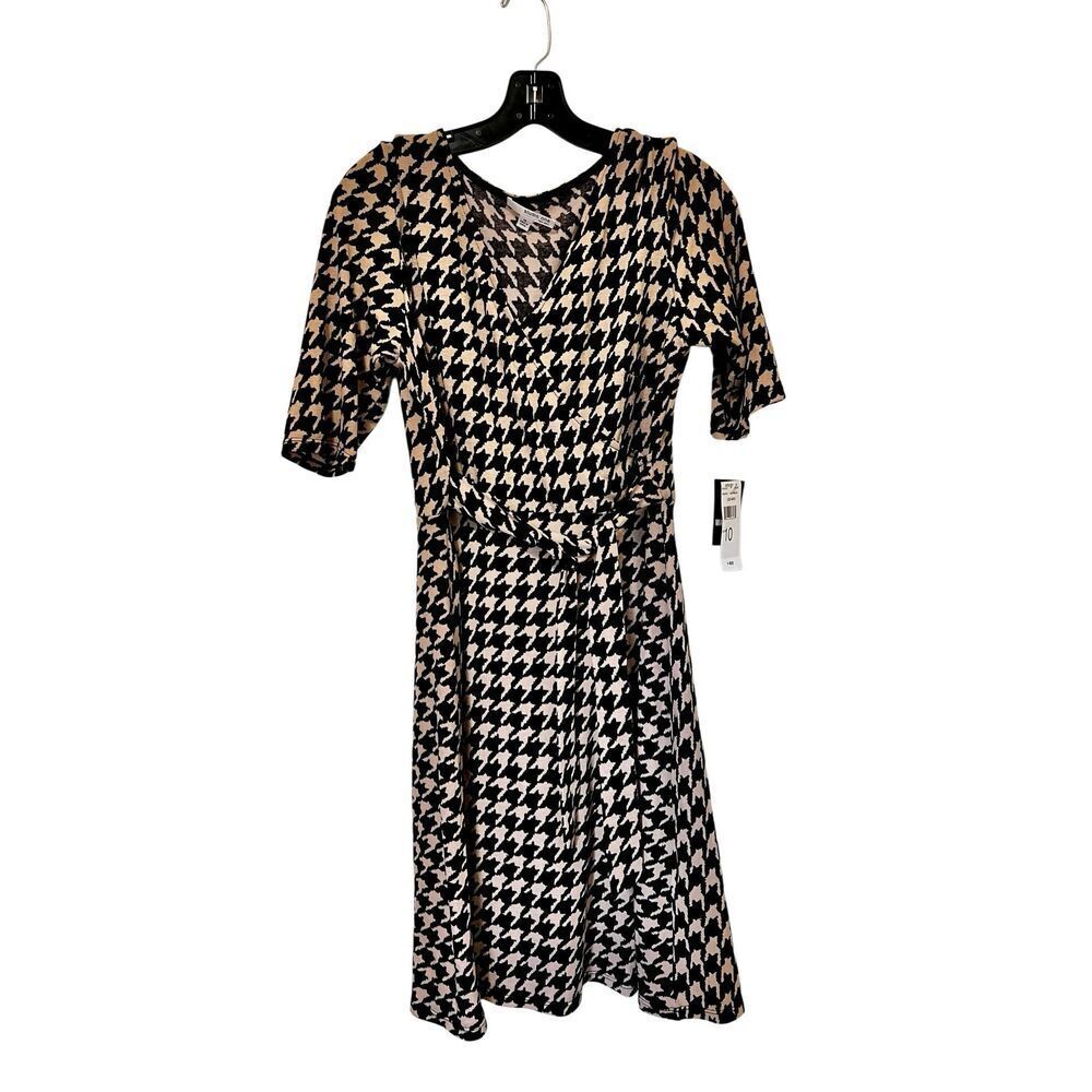 Studio One Houndstooth Faux Wrap Dress Black/White Size 10 New With Tags